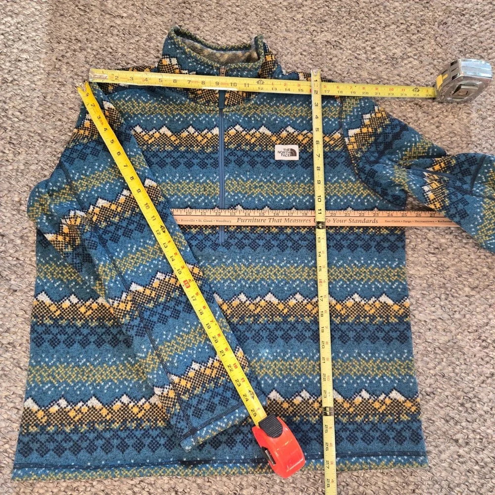 The North Face Fleece Pullover Men XL Gordon Lyons Fair Isle Geometric 1/4 Zip